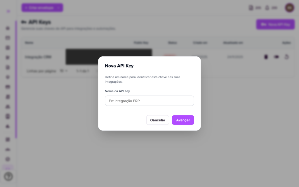 Janela Nova API Key