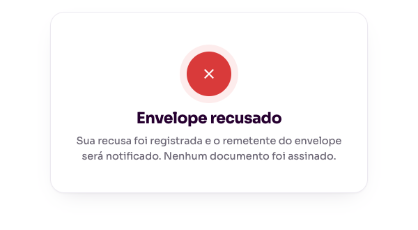 Tela de envelope recusado