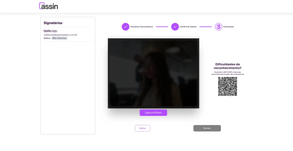 Third screen of the envelope signing process