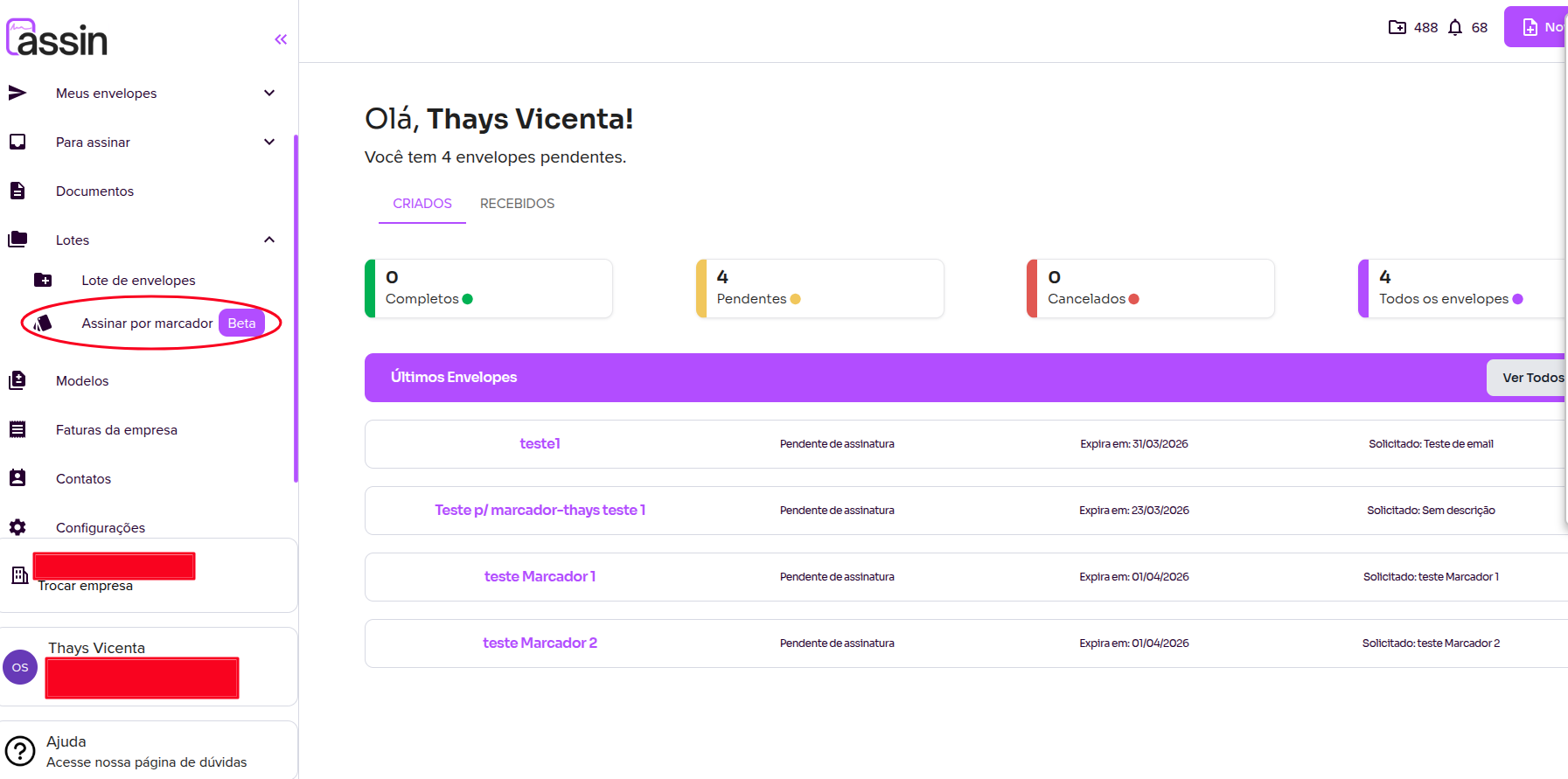 Acessando Assinar por marcador