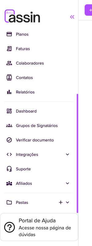 Parte de baixo do menu lateral