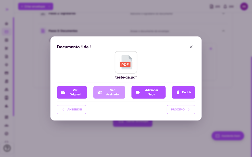 Ações do documento