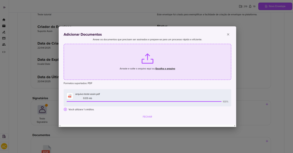 Button to add document