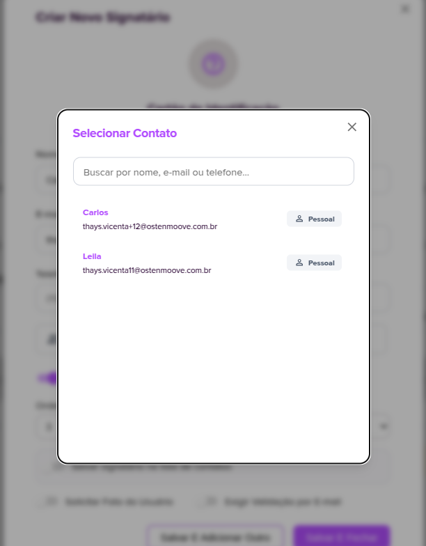Select signer list of contacts