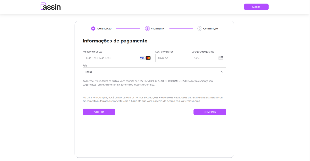 Third screen to create an account