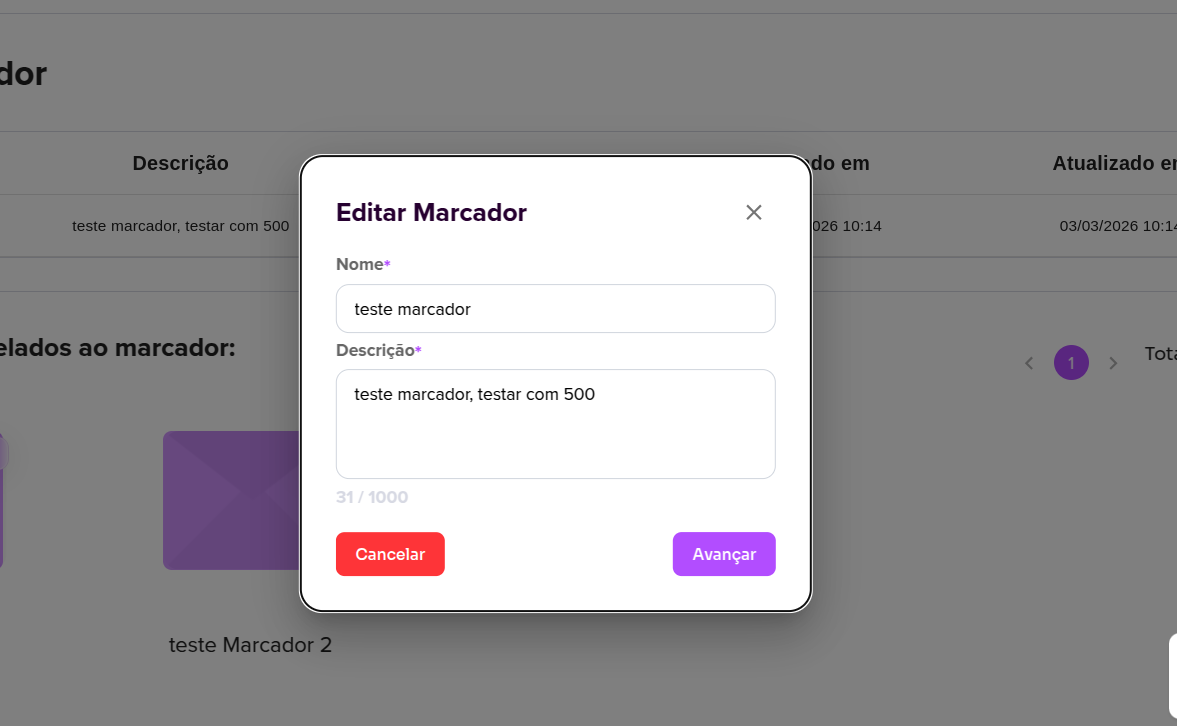 Detalhes do marcador