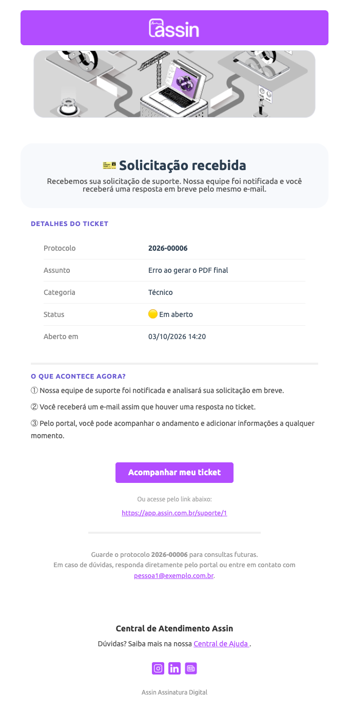 E-mail Solicitação recebida