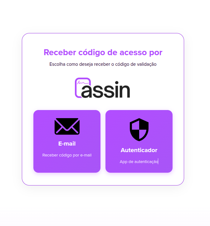 Selecionar método de autenticação
