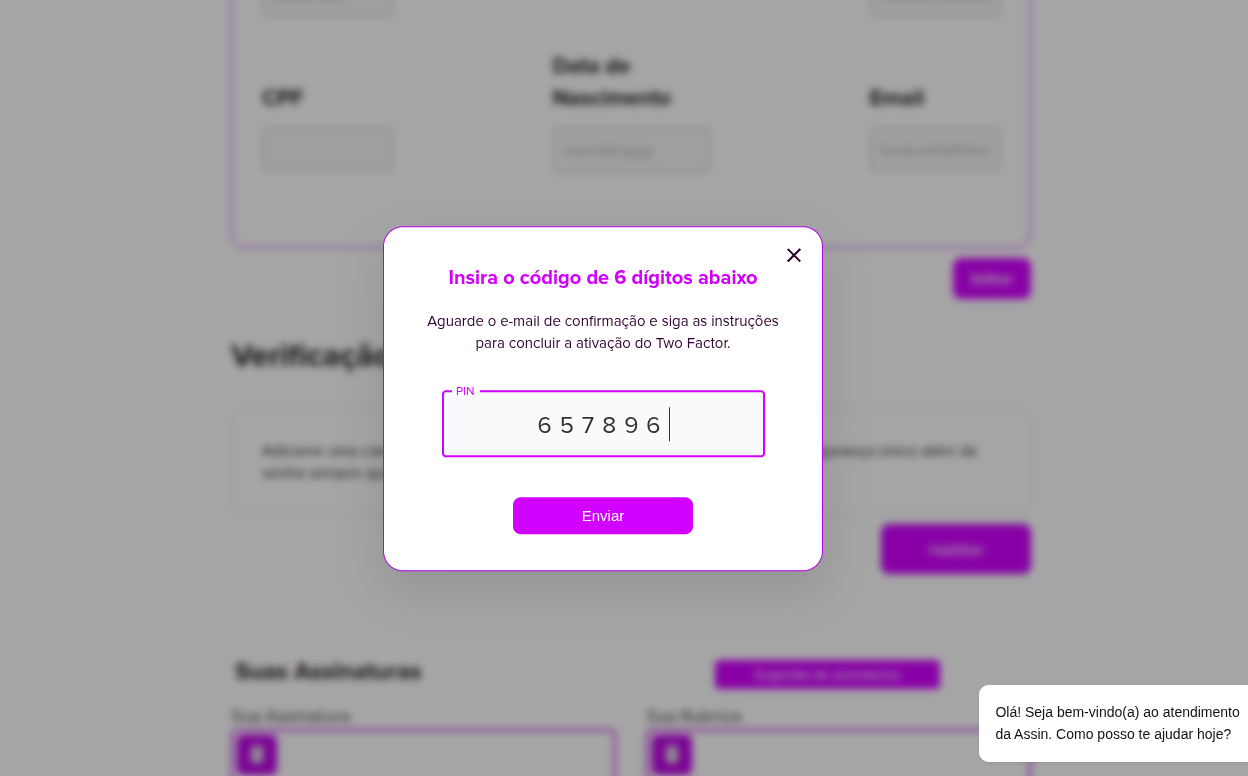 Modal de confirmação por e-mail